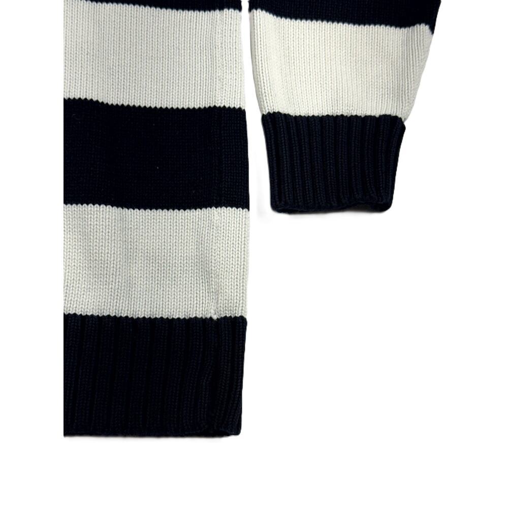Lauren Ralph Lauren Womens Large Striped Navy Blue & White 1/4 Zip - Picture 3 of 10